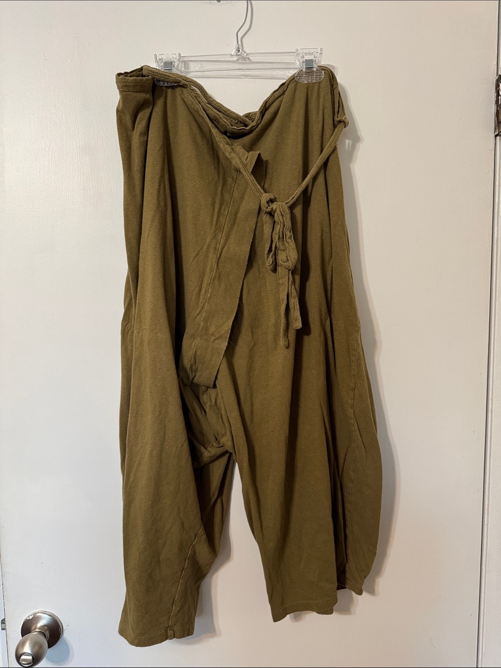 Olive Wide-Leg Drawstring Harem Pants